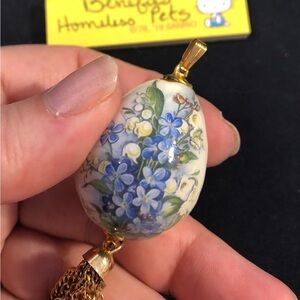 Handmade Hollow EGG pendant, decorated, Easter / Christian